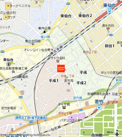 イオンエクスプレス仙台平成店付近の地図